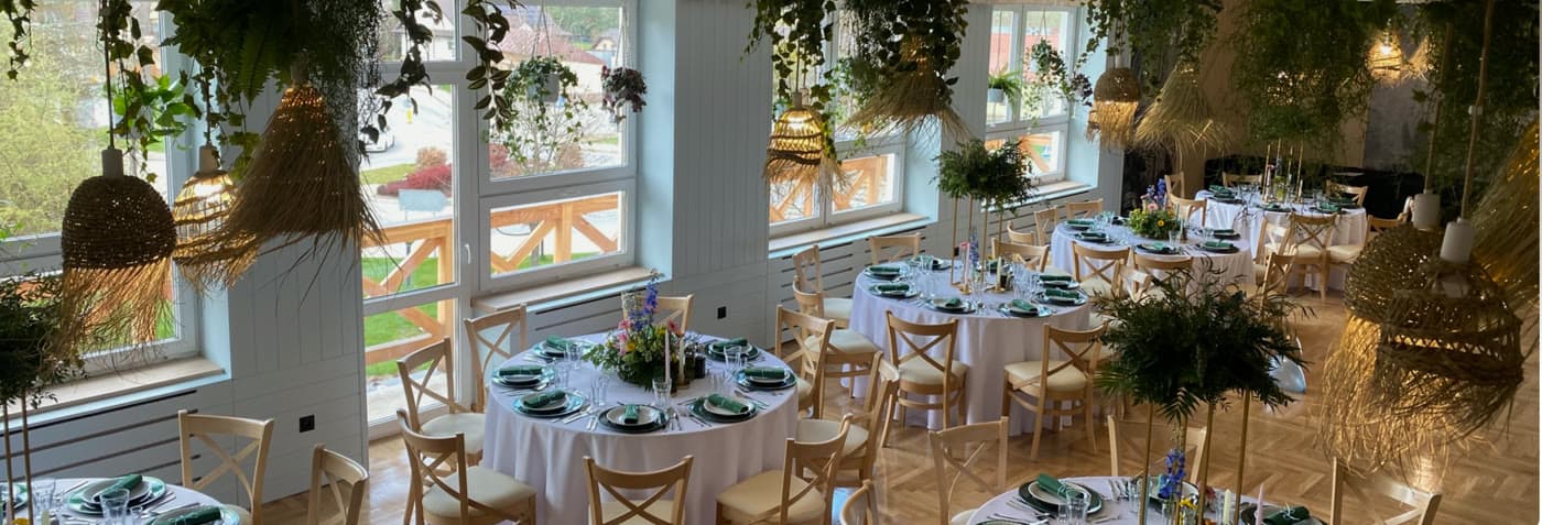 Sala Klimkowskich Smaków przygotowana na przyjęcie