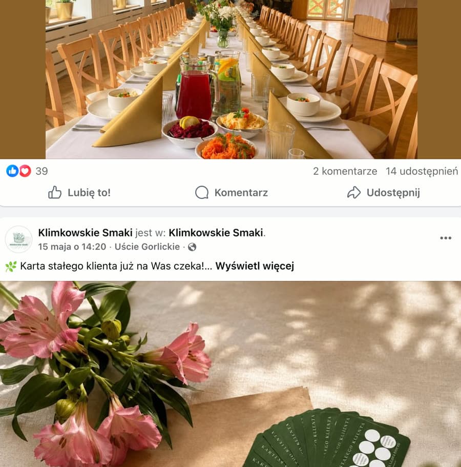 Menu na stole