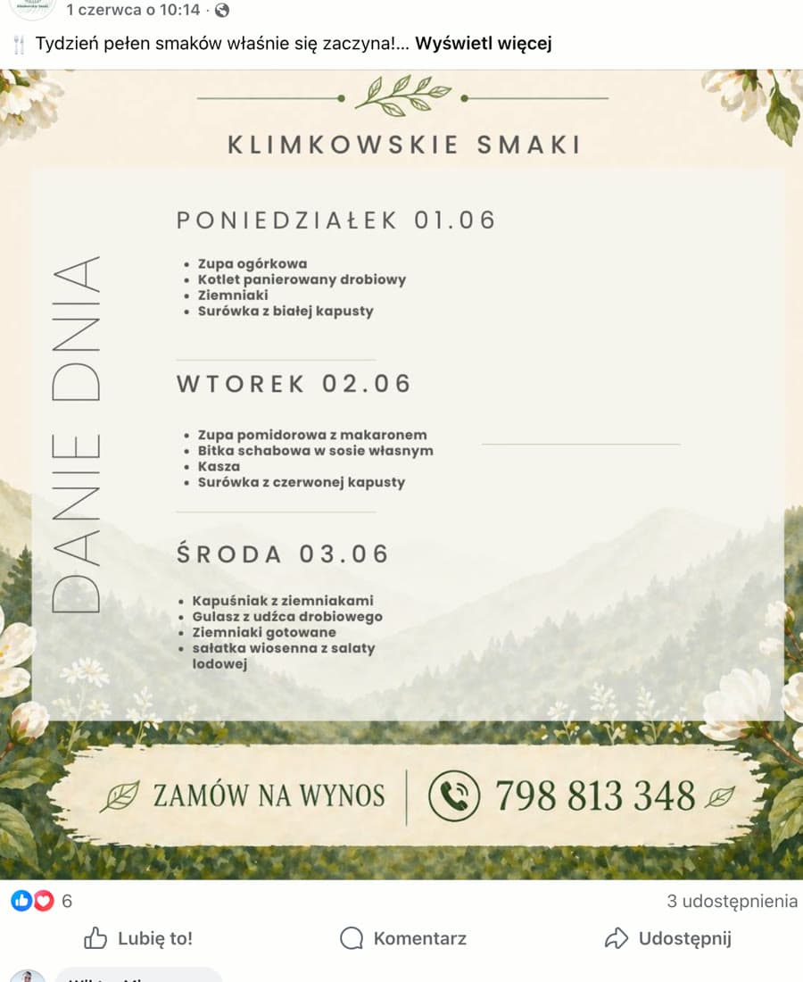 Menu tygodnia Klimkowskich Smaków